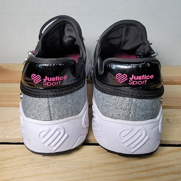 Justice Sport Girls Grey & Black Sneaker w/ Side Zipper - Size 2 - Picture 4 of 6